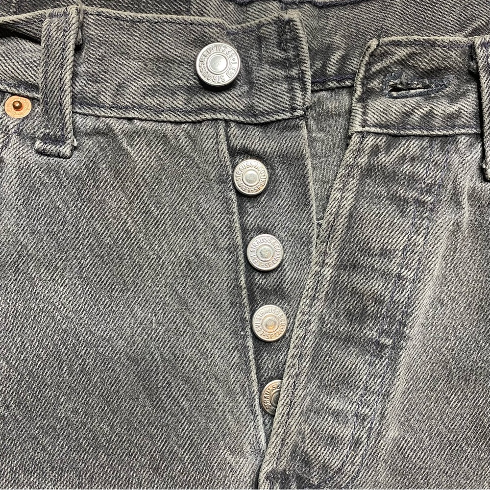Vintage Levi’s 501 Cut-Off Denim High Waisted Shorts Black Gray - Picture 3 of 9